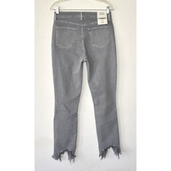 B0 NEW L'AGENCE Light Gray Distressed High Rise Skinny Jeans Size 29 - Picture 3 of 7